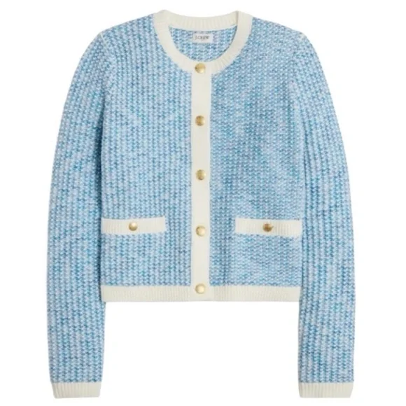 J.Crew Blue Popcorn Stich Lady Jacket Cardigan Sweater Size Small NWT - Picture 6 of 13